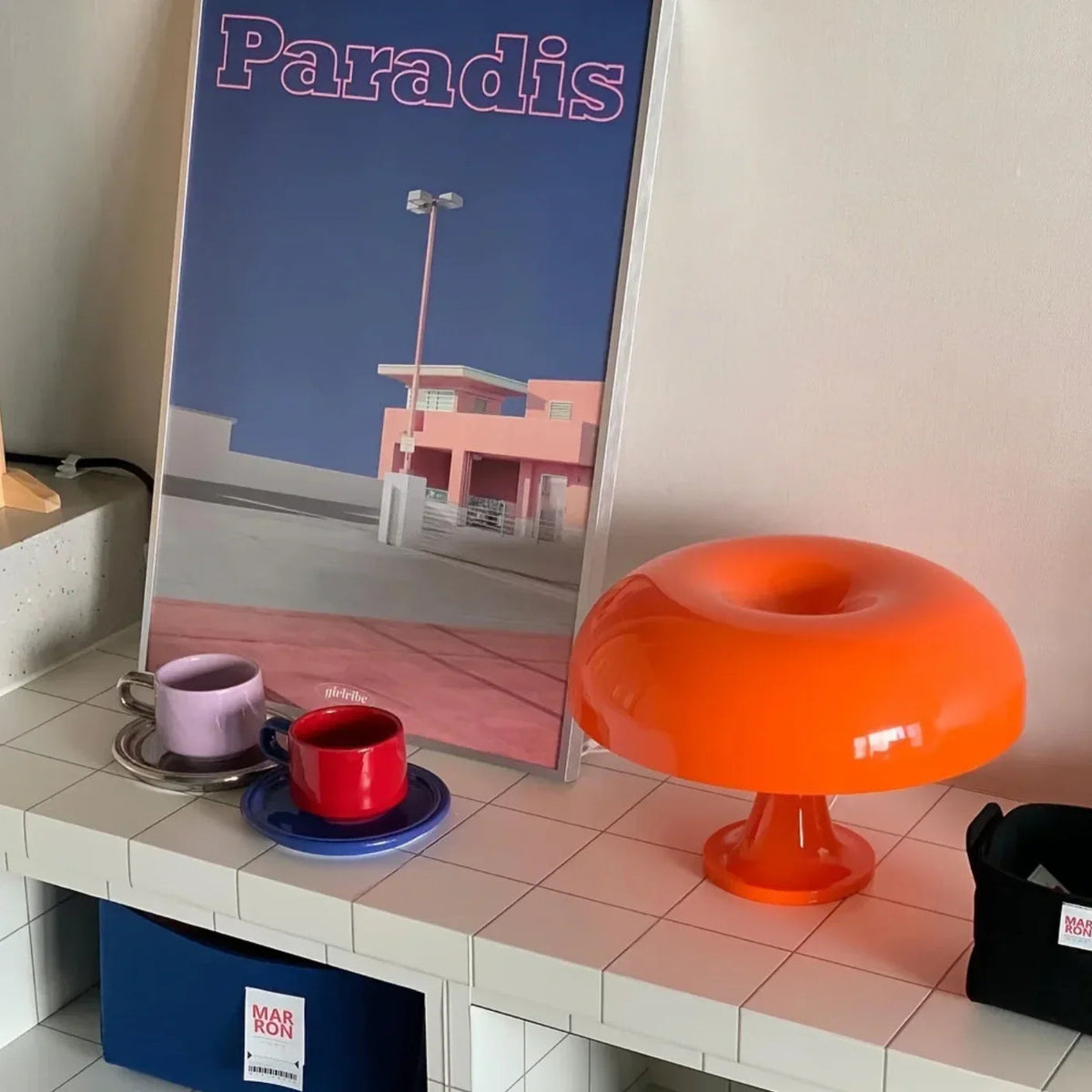 Tischlampe Retro Pilzform Skurril Wohnzimmer Schlafzimmer