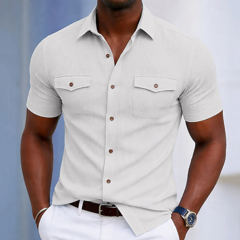 Herren Ripp-Shirt Slim Fit Smart Casual Freizeit