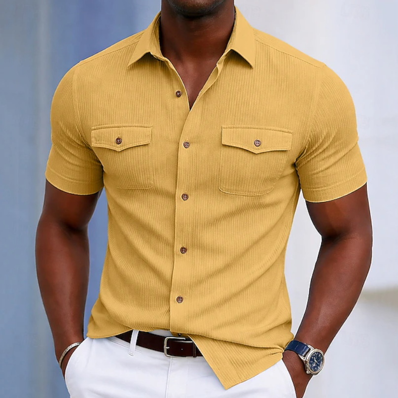 Herren Ripp-Shirt Slim Fit Smart Casual Freizeit