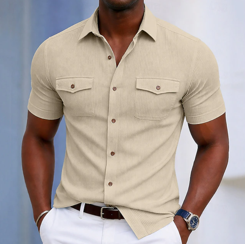 Herren Ripp-Shirt Slim Fit Smart Casual Freizeit