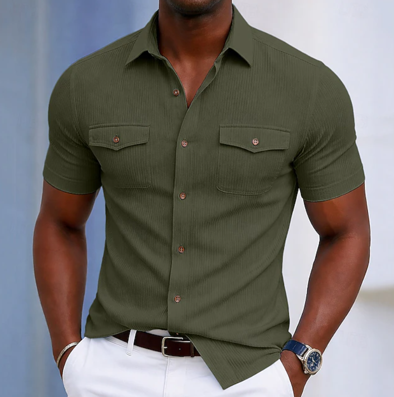 Herren Ripp-Shirt Slim Fit Smart Casual Freizeit
