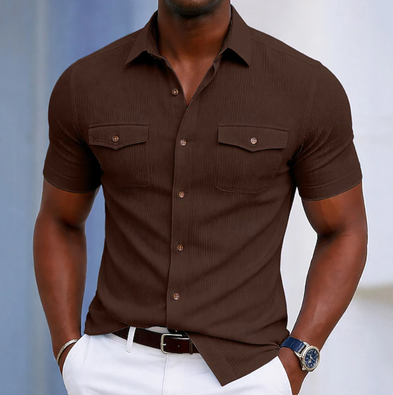 Herren Ripp-Shirt Slim Fit Smart Casual Freizeit