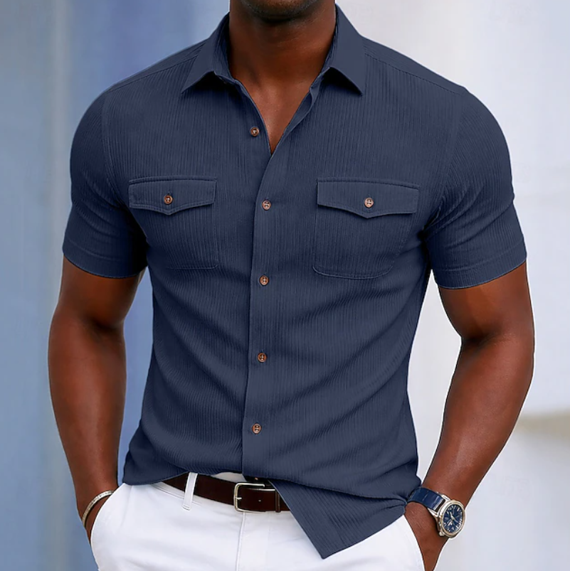 Herren Ripp-Shirt Slim Fit Smart Casual Freizeit