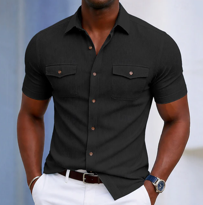 Herren Ripp-Shirt Slim Fit Smart Casual Freizeit