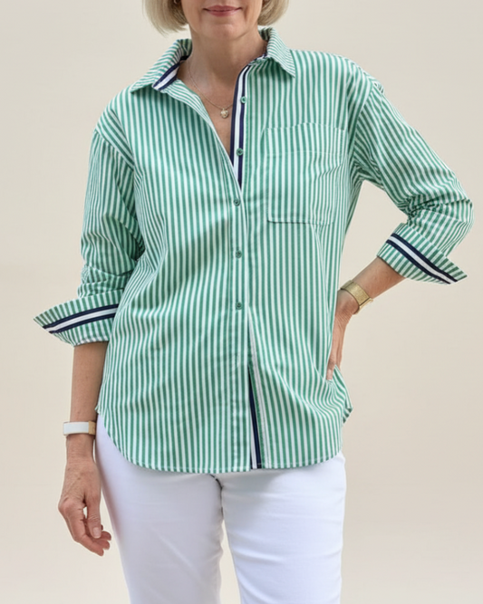Damen Bluse Relaxed Fit Gestreift Freizeit Lässig
