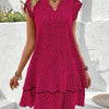 Damen Mini Kleid Relaxed Fit Freizeit mit Stufenvolants