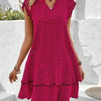 Damen Mini Kleid Relaxed Fit Freizeit mit Stufenvolants