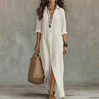 Damen Sommerkleid Langarm Relaxed Fit Casual