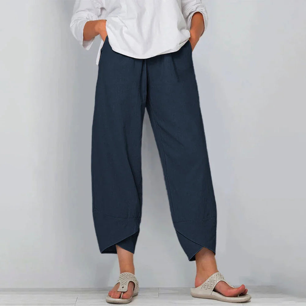 Damen Culotte Hose Relaxed Fit Freizeit Beige