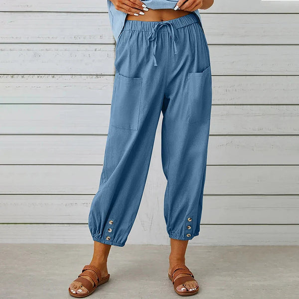 Damenhose Relaxed Fit Casual mit Taillenknoten und maritimem Stil