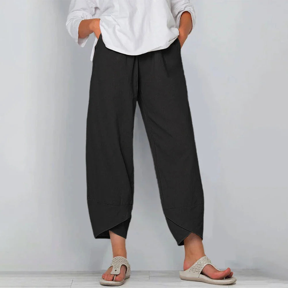 Damen Culotte Hose Relaxed Fit Freizeit Beige