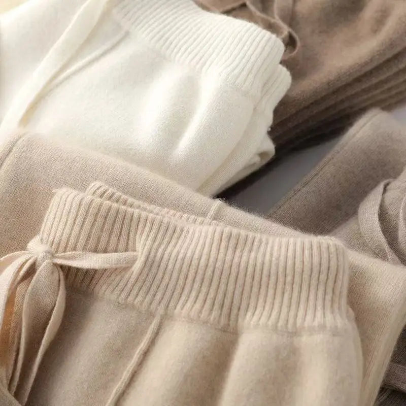 Damen Strickhose Relaxed Fit Freizeit Winter