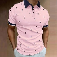 Herren Polo-Shirt Regular Fit Freizeit mit Segelboot-Muster