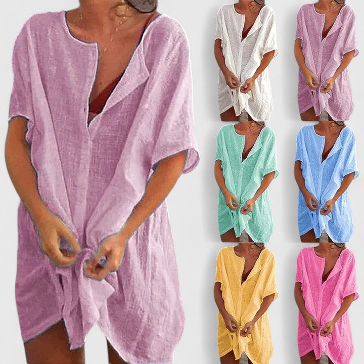 Damen Tunika-Kleid Relaxed Fit Sommer Freizeit Elegant