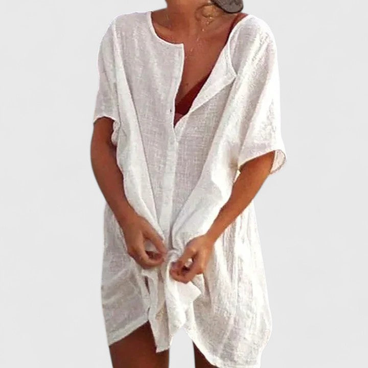 Damen Tunika-Kleid Relaxed Fit Sommer Freizeit Elegant