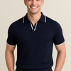 Herren Slim Fit Kurzarm Strickpolo Casual Freizeit