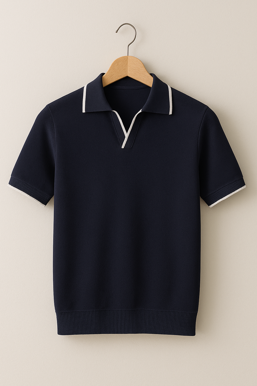 Herren Slim Fit Kurzarm Strickpolo Casual Freizeit