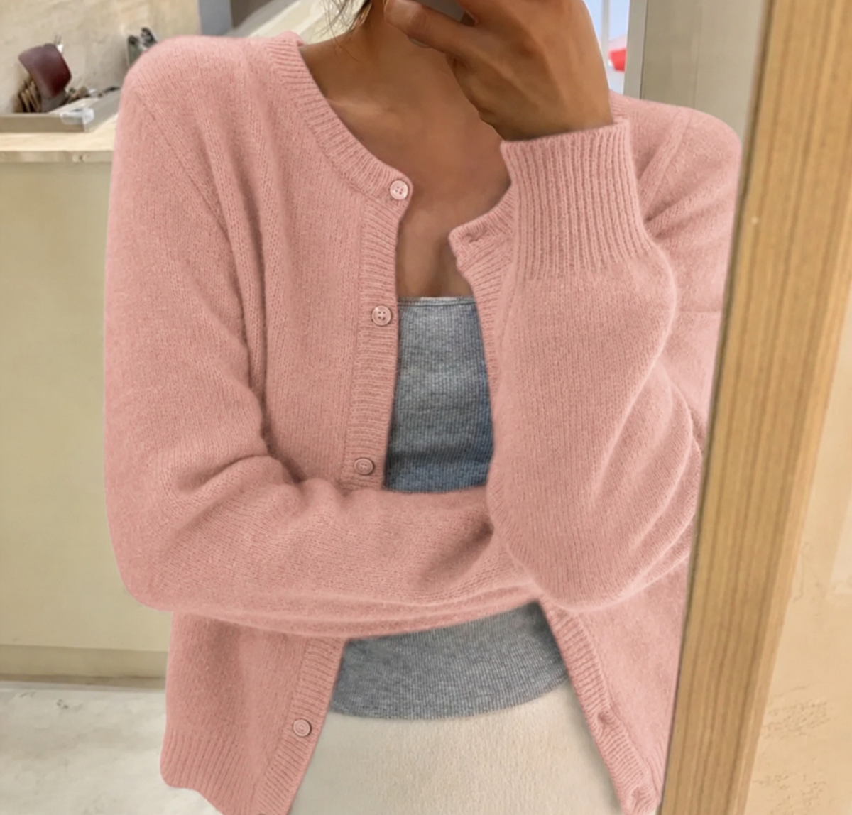 Damen Strick-Cardigan Relaxed Fit Casual mit Knopfverschluss