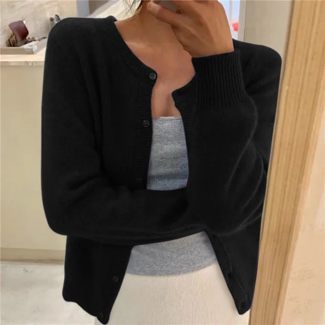 Damen Strick-Cardigan Relaxed Fit Casual mit Knopfverschluss