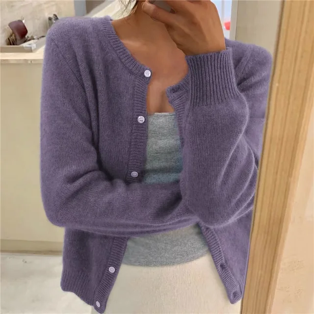 Damen Strick-Cardigan Relaxed Fit Casual mit Knopfverschluss