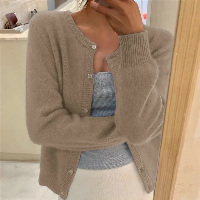 Damen Strick-Cardigan Relaxed Fit Casual mit Knopfverschluss