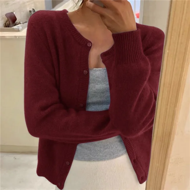Damen Strick-Cardigan Relaxed Fit Casual mit Knopfverschluss