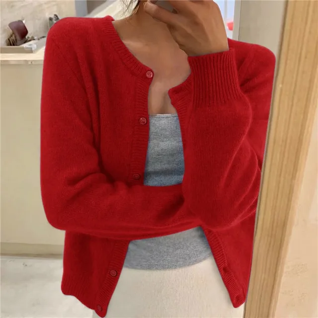 Damen Strick-Cardigan Relaxed Fit Casual mit Knopfverschluss