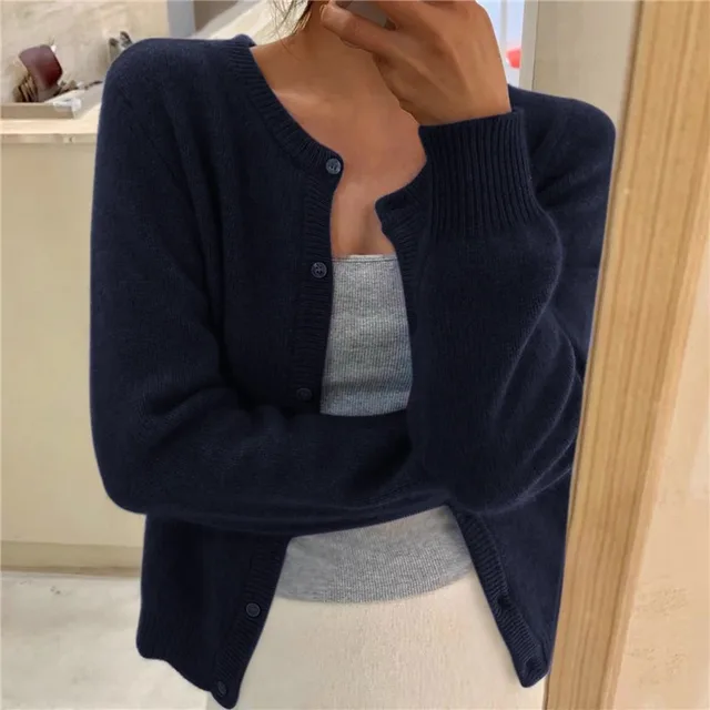 Damen Strick-Cardigan Relaxed Fit Casual mit Knopfverschluss