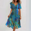 Damen Sommerkleid Wickeloptik Taillenbetont Freizeit