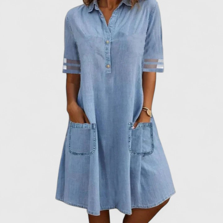 Damen Slim Fit Denim-Kleid Freizeit Figurbetont