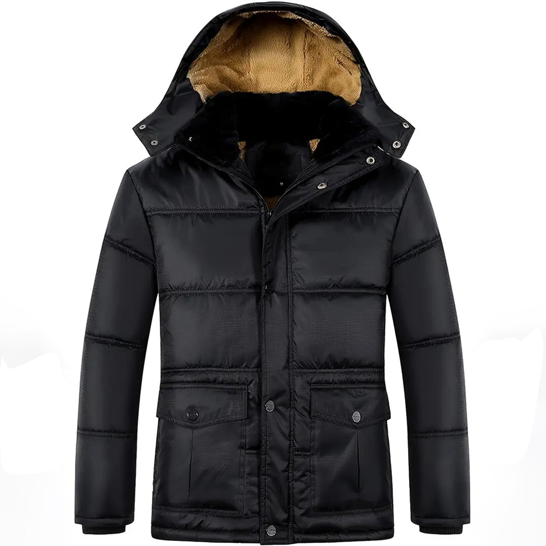 Herren Steppjacke mit Sherpa-Futter Kapuze Winter Freizeit
