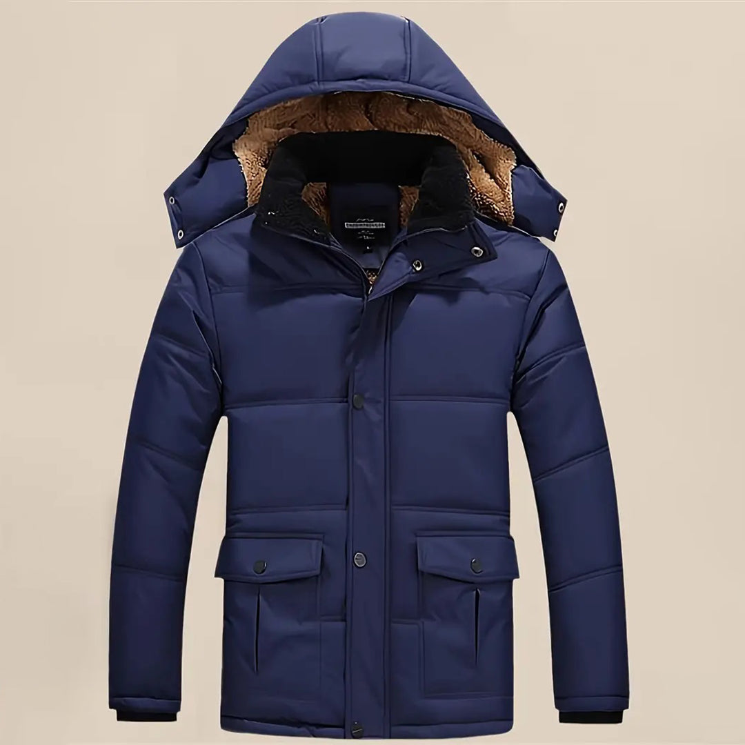 Herren Steppjacke mit Sherpa-Futter Kapuze Winter Freizeit