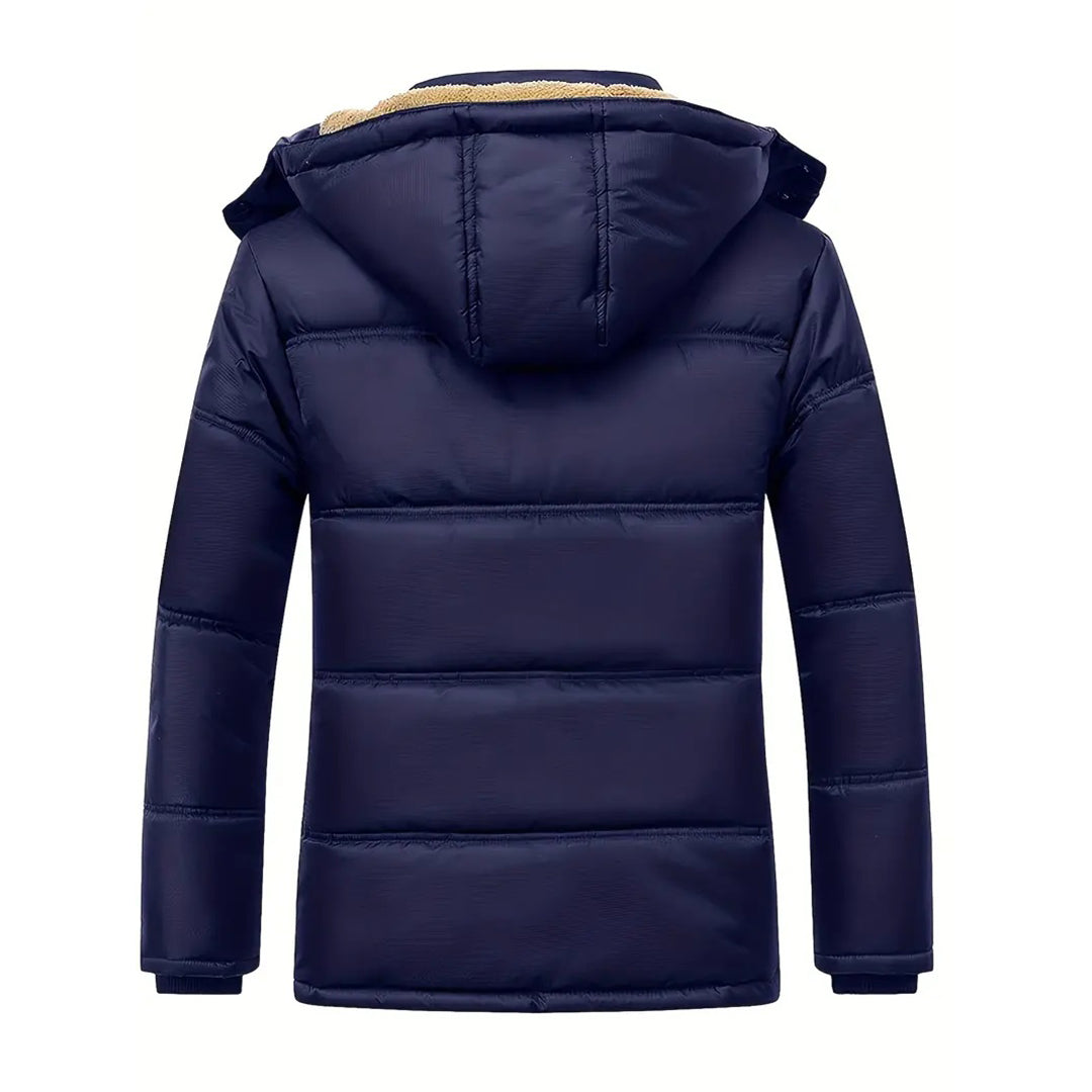 Herren Steppjacke mit Sherpa-Futter Kapuze Winter Freizeit