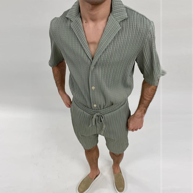 Stylisches Freizeitset für Herren | Zweiteiliges Oberteil und Shorts aus Atmungsaktivem Stoff | Bequem für Sport und Entspannung 0