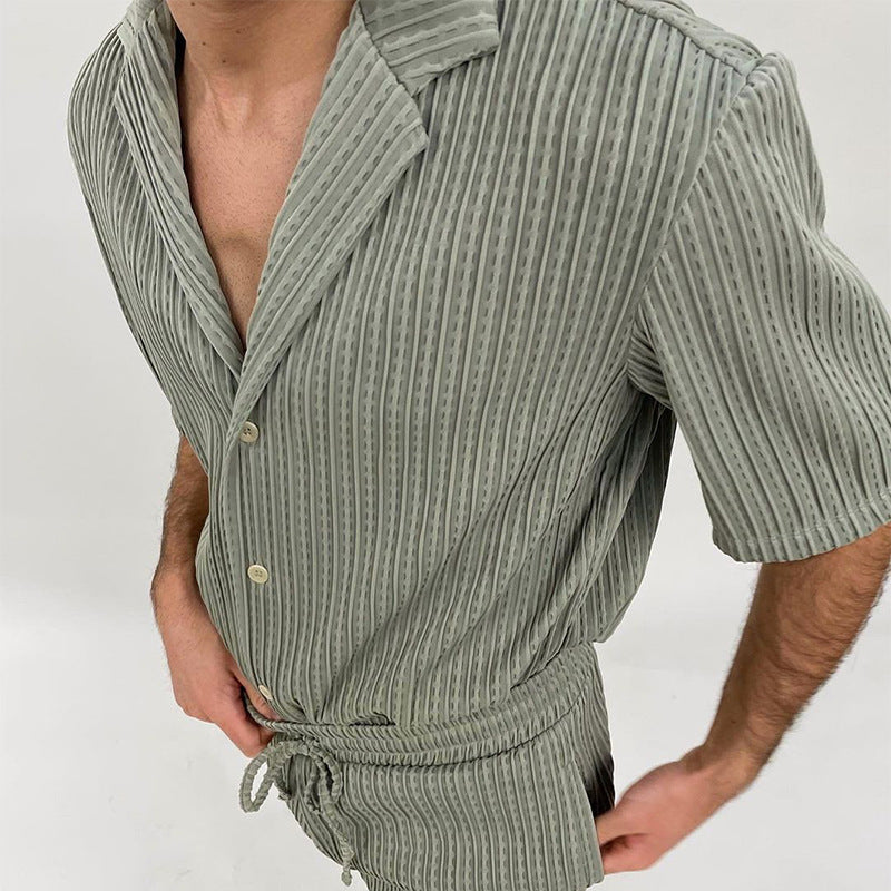 Stylisches Freizeitset für Herren | Zweiteiliges Oberteil und Shorts aus Atmungsaktivem Stoff | Bequem für Sport und Entspannung 1