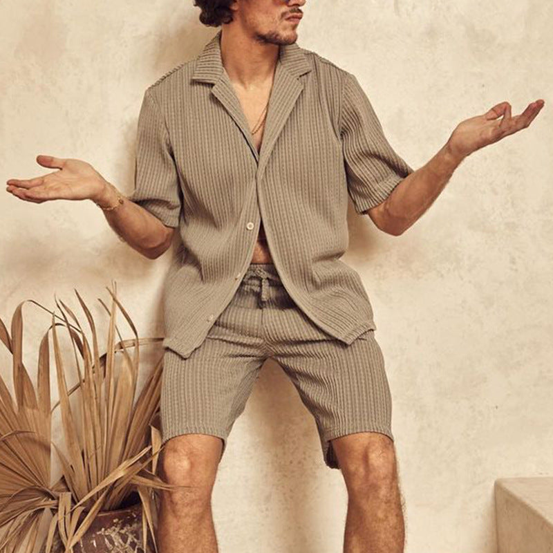 Stylisches Freizeitset für Herren | Zweiteiliges Oberteil und Shorts aus Atmungsaktivem Stoff | Bequem für Sport und Entspannung 2