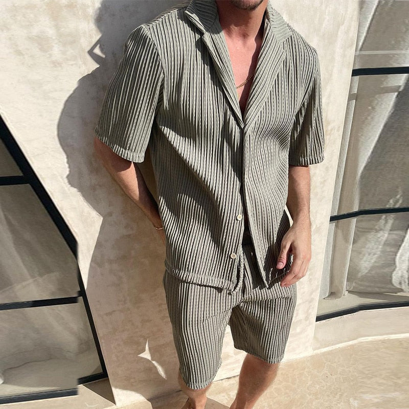 Stylisches Freizeitset für Herren | Zweiteiliges Oberteil und Shorts aus Atmungsaktivem Stoff | Bequem für Sport und Entspannung 4