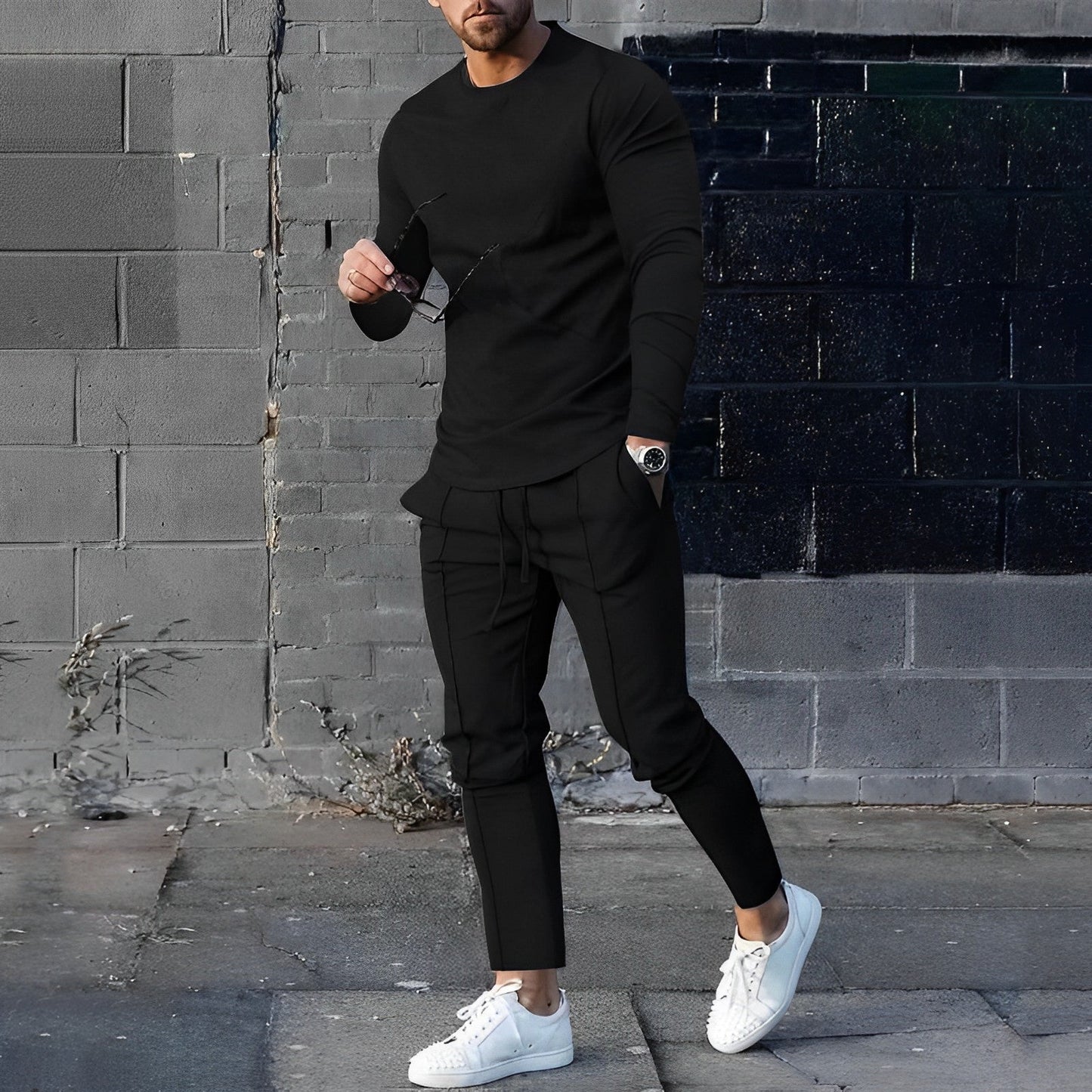 Stylisches Herren-Set | Leichtes, Atmungsaktives Outfit mit Elastischem Bund | Bequeme Passform für Eleganz an Herbsttagen 0