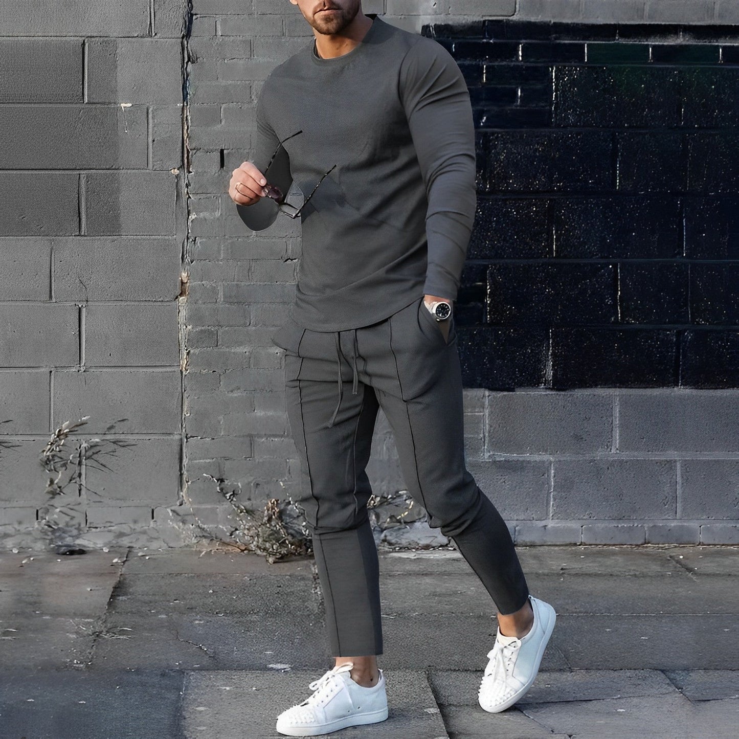 Stylisches Herren-Set | Leichtes, Atmungsaktives Outfit mit Elastischem Bund | Bequeme Passform für Eleganz an Herbsttagen 3