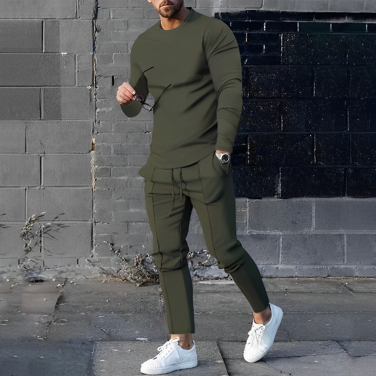 Stylisches Herren-Set | Leichtes, Atmungsaktives Outfit mit Elastischem Bund | Bequeme Passform für Eleganz an Herbsttagen 4