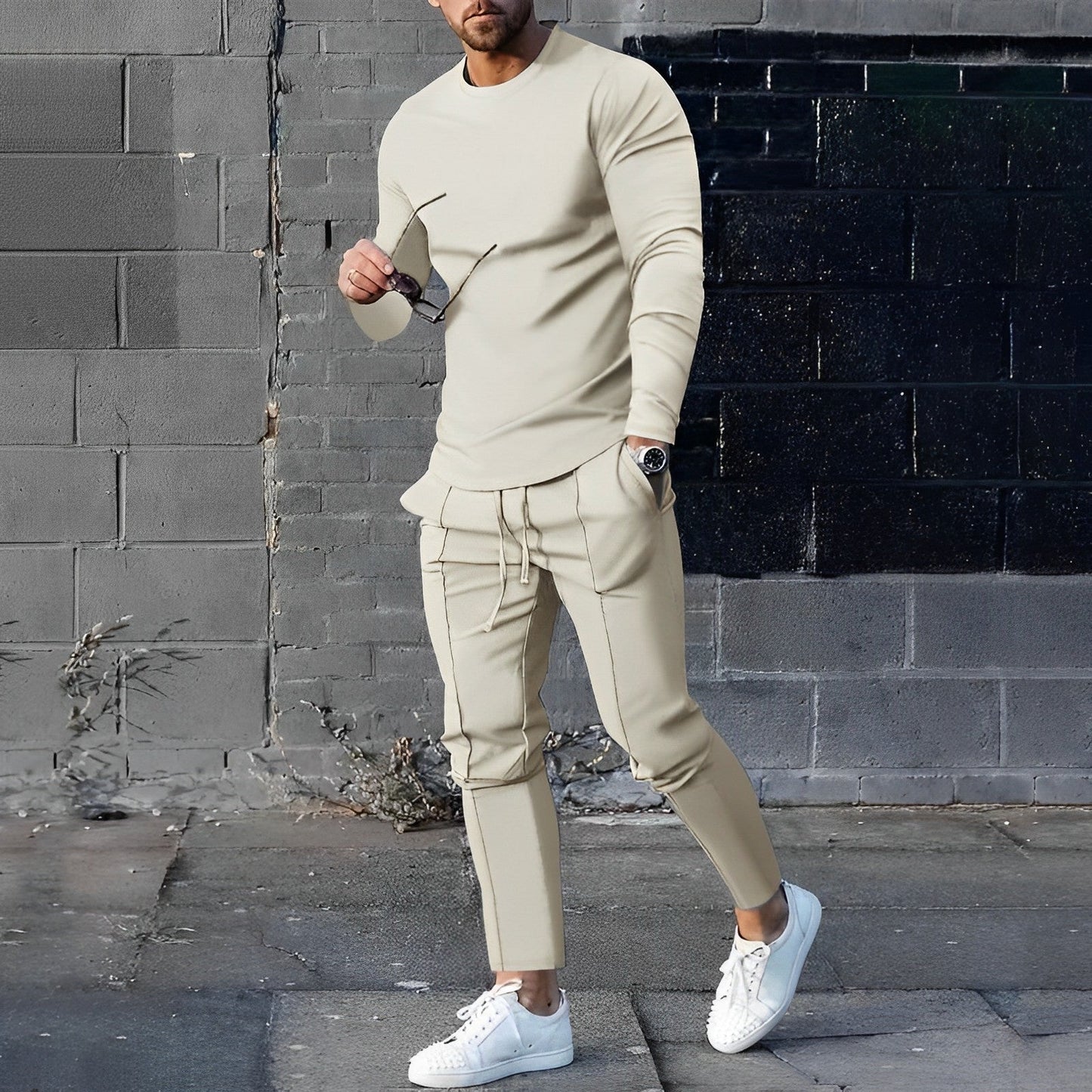 Stylisches Herren-Set | Leichtes, Atmungsaktives Outfit mit Elastischem Bund | Bequeme Passform für Eleganz an Herbsttagen 5