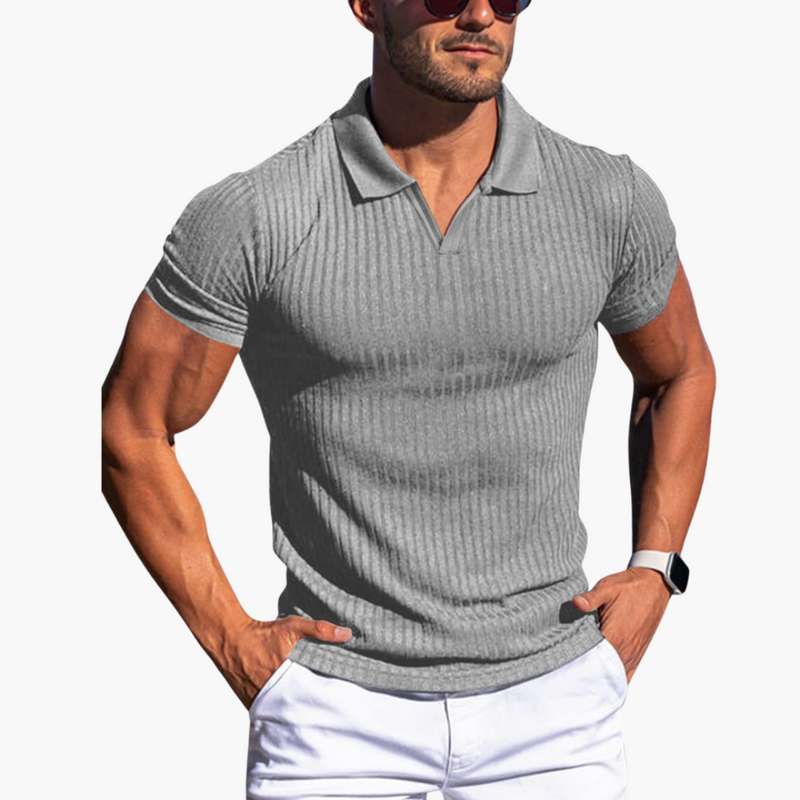 Stylisches Herren Poloshirt mit Gerippter Oberfläche | Bequemes Design für Alltag und Freizeit 1