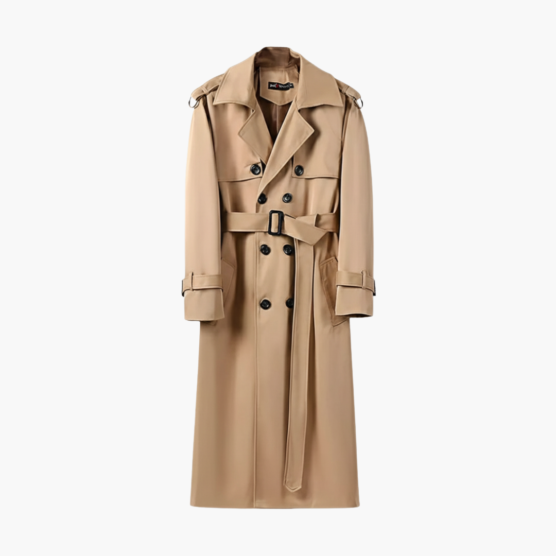 Stylish Overknee-Trenchcoat für Herren mit Verstellbarem Gürtel | Britisches Design für Komfort und Schutz 0