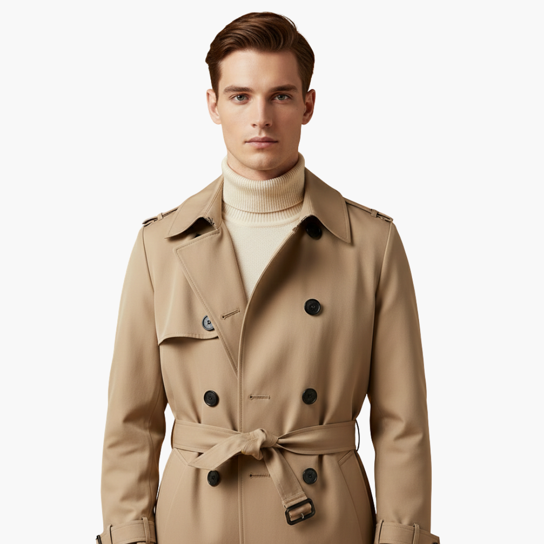 Stylish Overknee-Trenchcoat für Herren mit Verstellbarem Gürtel | Britisches Design für Komfort und Schutz 2
