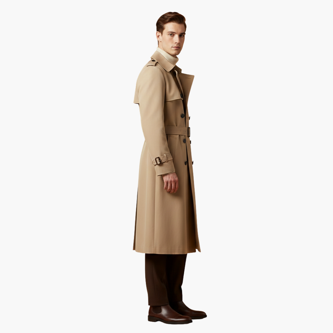 Stylish Overknee-Trenchcoat für Herren mit Verstellbarem Gürtel | Britisches Design für Komfort und Schutz 3