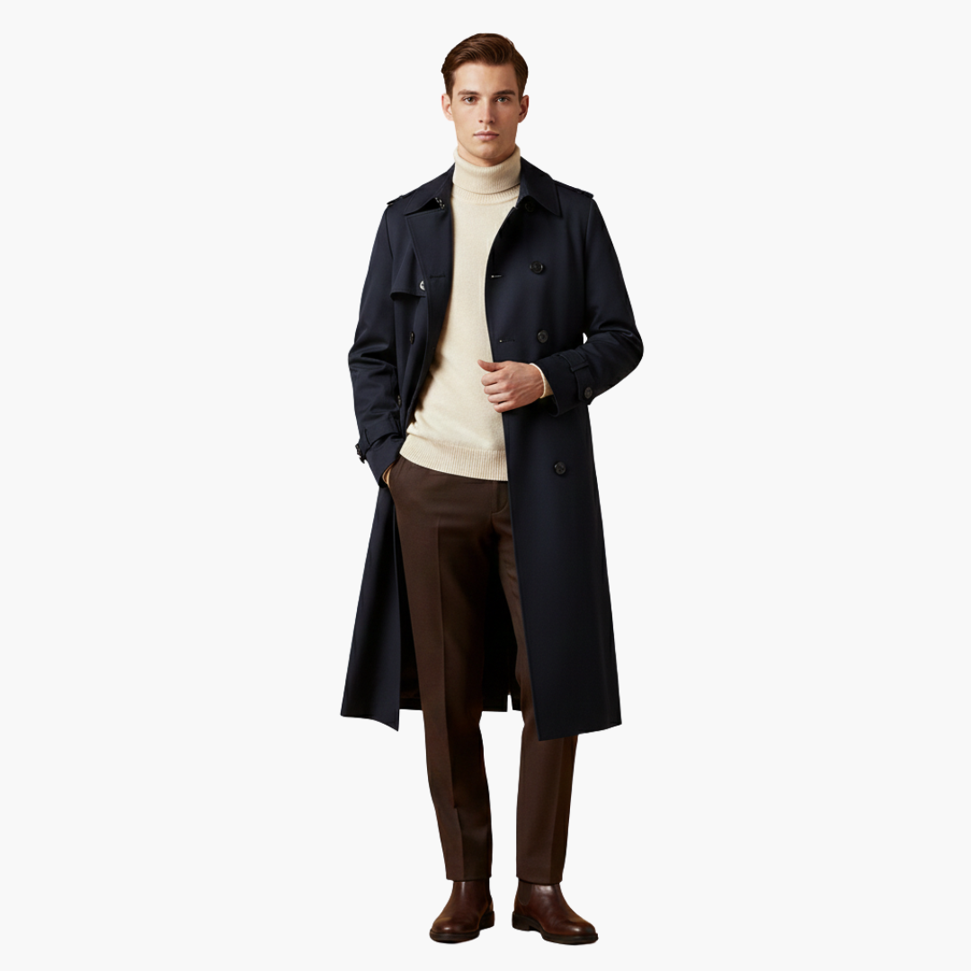 Stylish Overknee-Trenchcoat für Herren mit Verstellbarem Gürtel | Britisches Design für Komfort und Schutz 7