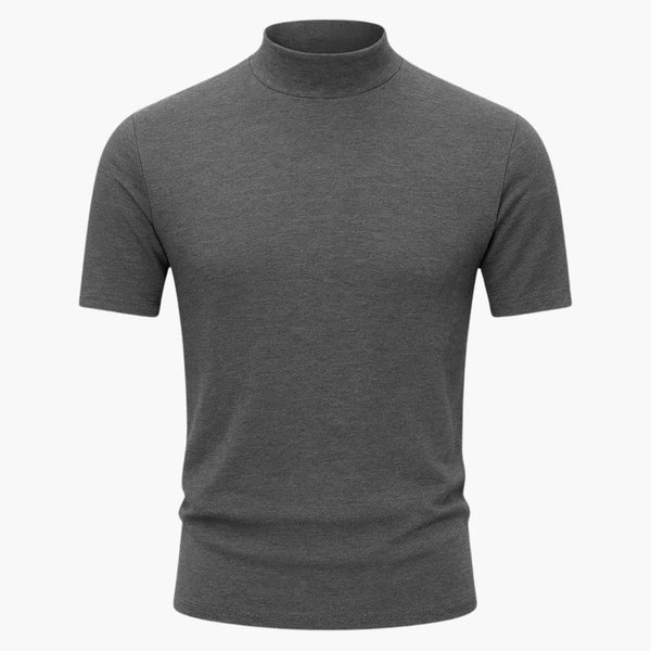 Herren T-Shirt mit Stehkragen und kurzen Ärmeln für einen lässigen Look