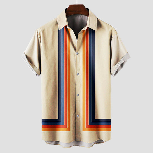 Retro Hemd für Herren im Sommerstil mit Streifenmuster