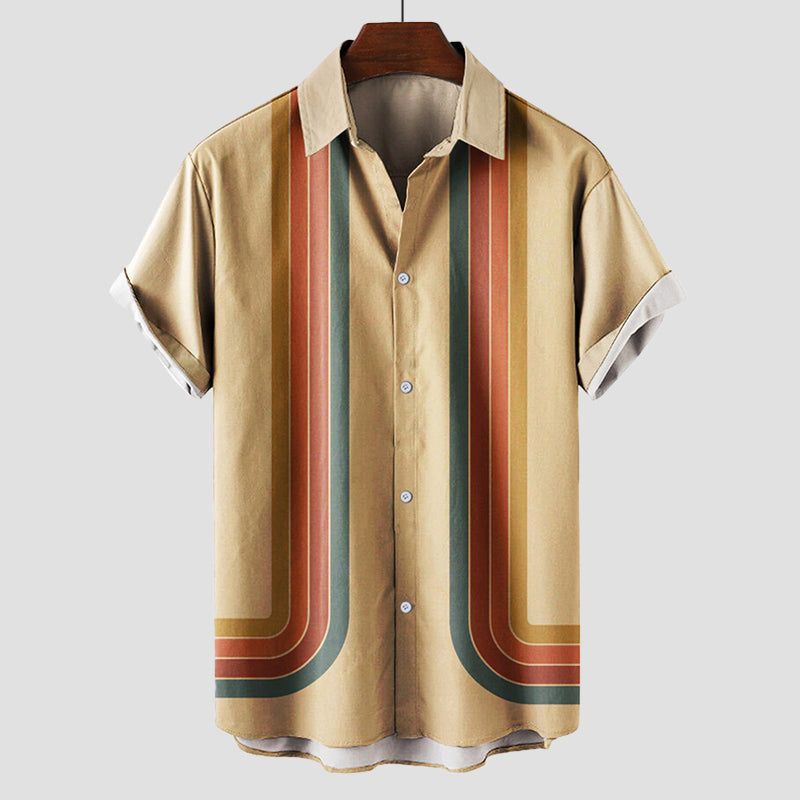 Retro Hemd für Herren im Sommerstil mit Streifenmuster