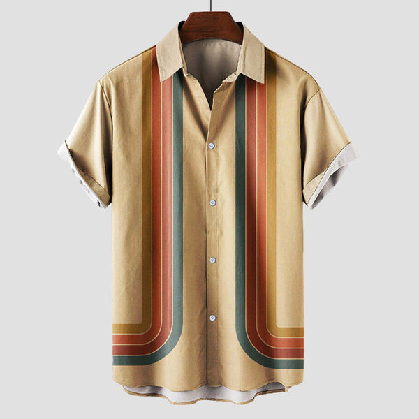 Retro Hemd für Herren im Sommerstil mit Streifenmuster
